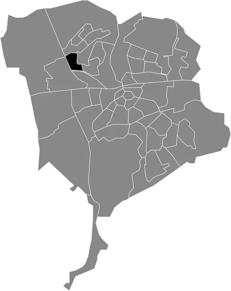 オランダ ブレダの灰色の行政地図の中にKesteren Neighborhoodの黒いフラットブランクハイライト位置マップ — ストックベクタ