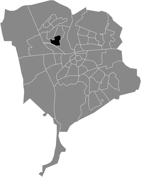 オランダ ブレダの灰色の行政地図の中のGageldonk Neighborhoodの黒いフラットブランク強調表示された場所マップ — ストックベクタ