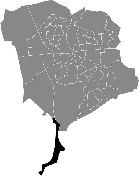 Mappa Dettagliata Hazeldonk Neighborhood All Interno Della Mappa Amministrativa Grigia — Vettoriale Stock