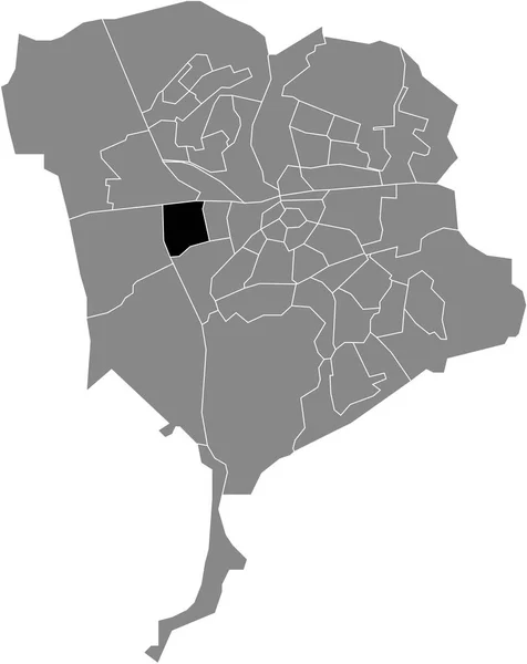 黒のフラットブランクは ブレダ オランダの灰色の行政地図内のHeilaar Neighborhoodの位置マップを強調 — ストックベクタ