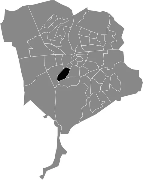 Black Flat Blank Highlighted Location Map Heuvel Neighborhood Gray Administrative — Stock Vector