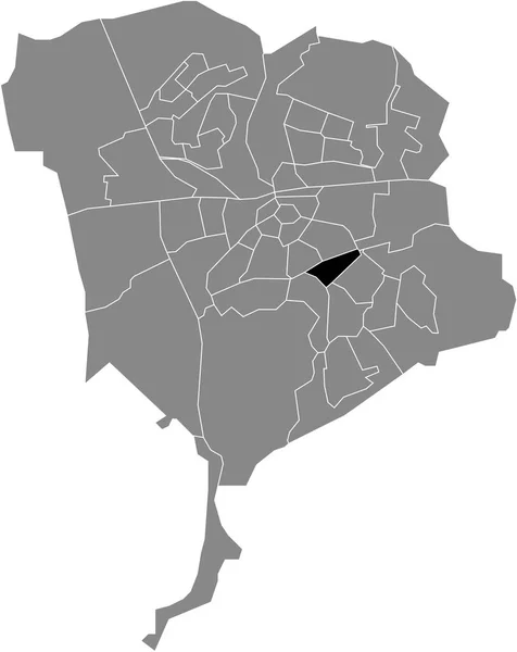 Preto Plano Branco Destaque Mapa Localização Blauwe Kei Neighborhood Dentro — Vetor de Stock
