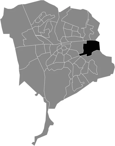 Preto Plano Branco Destaque Mapa Localização Heusdenhout Neighborhood Dentro Mapa — Vetor de Stock