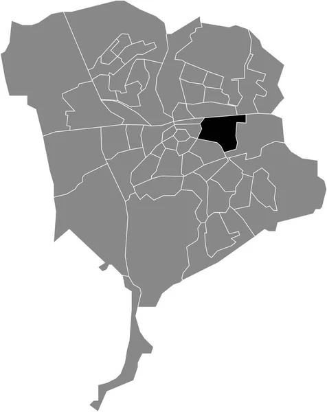 オランダ ブレダの灰色の行政地図の中のブラントパーク近隣の黒いフラットブランクハイライトされた場所マップ — ストックベクタ