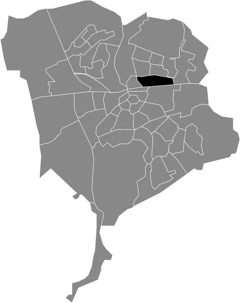 Black Flat Blank Highlighted Location Map Doornbos Linie Neighborhood Gray — Stock Vector