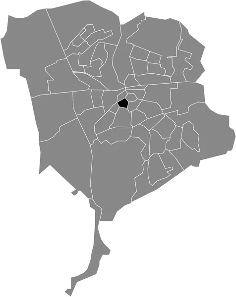 オランダ ブレダの灰色の行政地図の中のFellenoord Neighborhoodの黒いフラットブランク強調表示された場所マップ — ストックベクタ