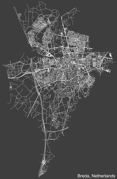 Navegação Negativa Detalhada Linhas Brancas Ruas Urbanas Mapa Capital Regional — Vetor de Stock