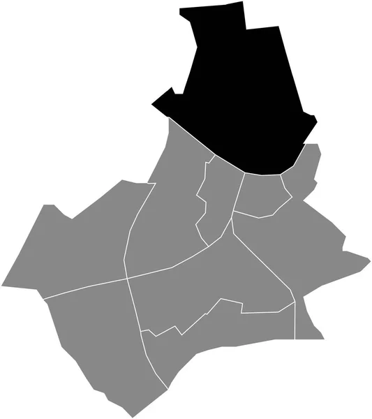 Black Flat Blank Mappa Dettagliata Della Nijmegen Noord District All — Vettoriale Stock