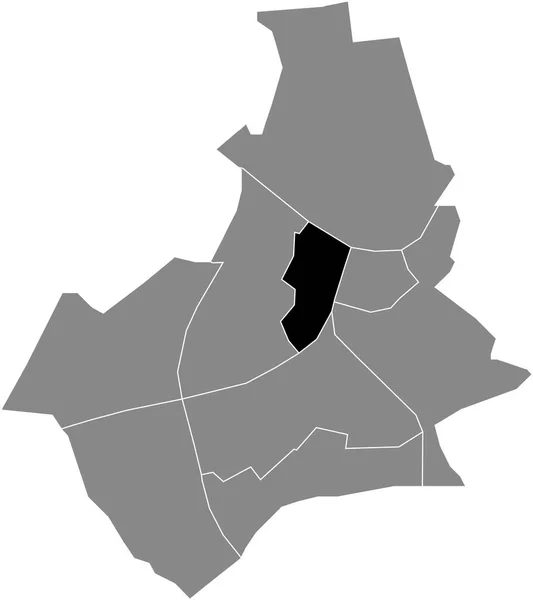 Black Flat Blank Mappa Dettagliata Della Nijmegen Oud West District — Vettoriale Stock