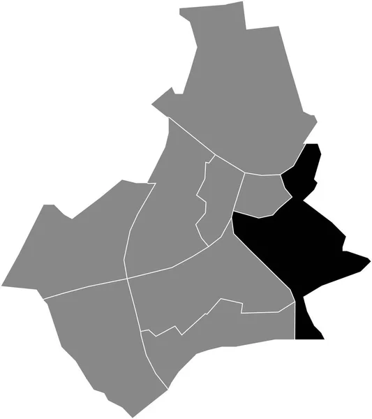 Mapa Ubicación Resaltado Blanco Plano Negro Del Nijmegen Oost District — Vector de stock