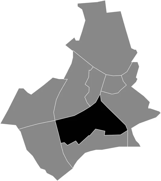 Schwarze Flache Blanko Hervorgehobene Lagekarte Der Nijmegen Midden District Innerhalb — Stockvektor