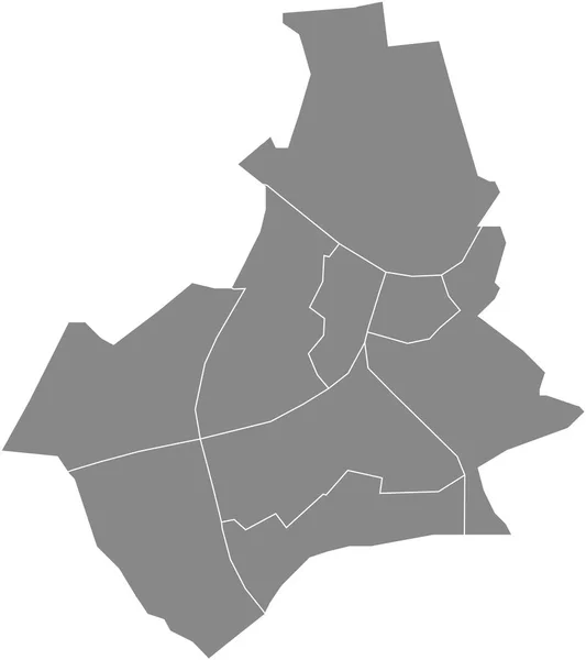 Šedá Plochá Prázdná Vektorová Administrativní Mapa Nijmegen Nizozemsko Černými Hraničními — Stockový vektor