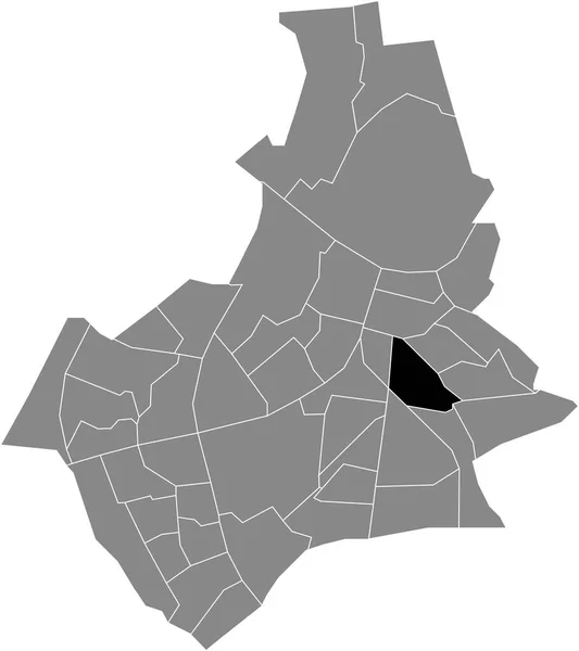 オランダのナイメーヘンの灰色の行政地図の中にあるGalgenveld Neighborhoodの黒いフラットブランクのハイライトされた場所マップ — ストックベクタ
