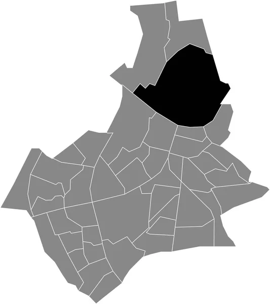 荷兰Nijmegen灰色行政地图内的Lent Neighborhood黑色扁平醒目位置图 — 图库矢量图片