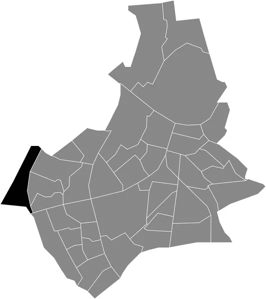 黒のフラットは ナイメーヘン オランダの灰色の行政地図内Bijsterhuizen Neighborhoodの場所マップを強調 — ストックベクタ