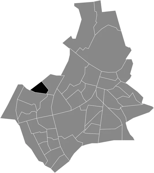 Black Flat Blank Mappa Dettagliata Della Neerbosch West Neighborhood All — Vettoriale Stock