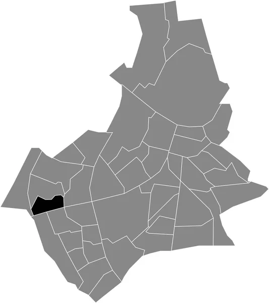 Preto Plano Branco Destaque Mapa Localização Kerkenbos Neighborhood Dentro Cinza — Vetor de Stock