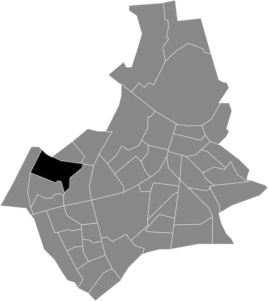 Plano Negro Blanco Resaltado Mapa Ubicación Del Acker Neighborhood Dentro — Vector de stock