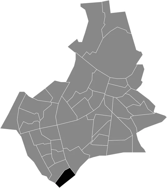荷兰尼梅根灰色行政地图内Vogelzang Neighborhood的黑色扁平醒目空白位置图 — 图库矢量图片