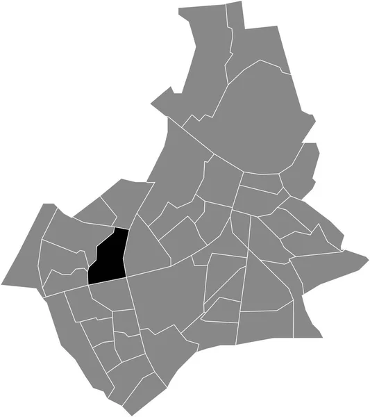 Black Flat Blank Highlighted Location Map Kamp Neighborhood Gray Administrative — Stock Vector
