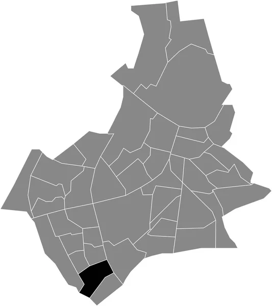 Preto Plano Branco Destaque Mapa Localização Weezenhof Neighborhood Dentro Cinza —  Vetores de Stock