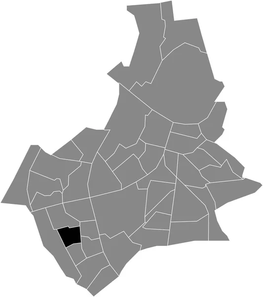 オランダのナイメーヘンの灰色の行政地図の中のMeijhorst Neihborhoodの黒いフラットブランクハイライトされた場所マップ — ストックベクタ