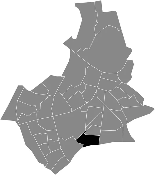 オランダのナイメーヘンの灰色の行政地図の中にあるGrootstal Neighborhoodの黒いフラットブランクハイライトされた場所マップ — ストックベクタ