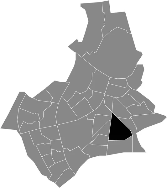 オランダのナイメーヘンの灰色の行政地図の中にあるHeijendaal Neighborhoodの黒いフラットブランクのハイライトされた場所マップ — ストックベクタ