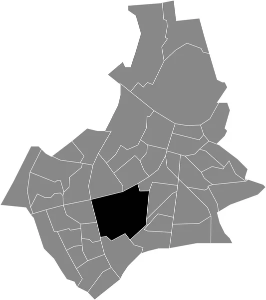 Mapa Ubicación Del Goffert Neighborhood Blanco Negro Dentro Del Mapa — Vector de stock