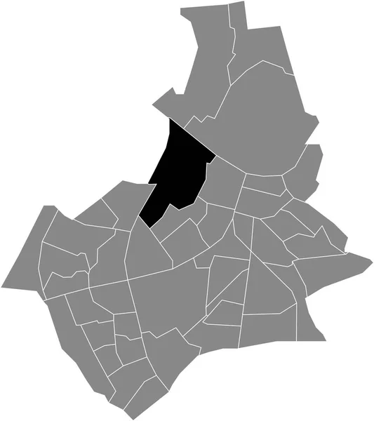 Haven Industriieterrein Neihborhoodのブラックフラットブランクハイライト位置マップは ナイメーヘンの灰色の行政地図内 オランダ — ストックベクタ