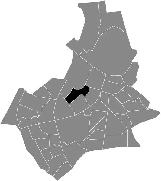 オランダのナイメーヘンの灰色の行政地図の中のHees Neighborhoodの黒いフラットブランクハイライトされた場所マップ — ストックベクタ