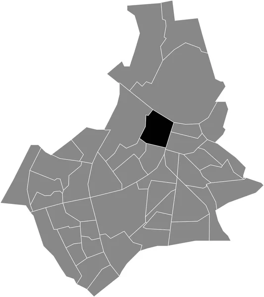 荷兰Nijmegen灰色行政地图内Biezen Neighborhood的黑色平面突出显示空白位置图 — 图库矢量图片
