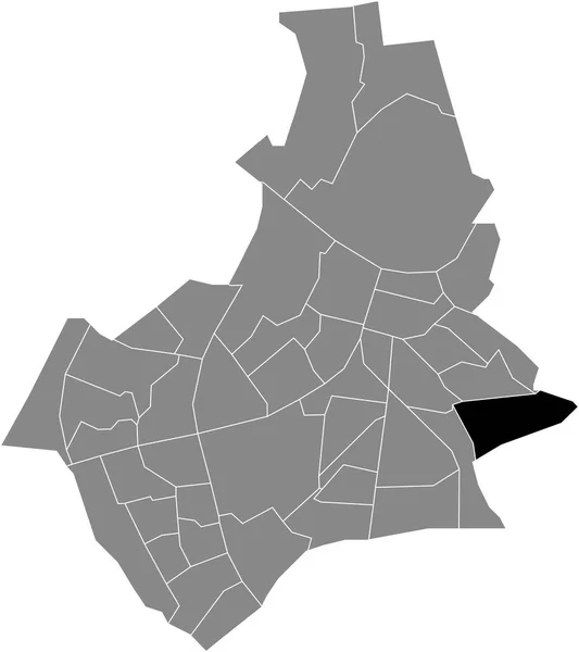 Preto Plano Branco Destaque Mapa Localização Kwakkenberg Neighborhood Dentro Mapa —  Vetores de Stock