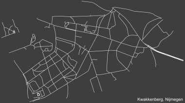 Hollanda 'nın bölgesel başkenti Nijmegen, Hollanda' nın KWAKKKENBERG NeIGHBORHOOD 'un şehir caddelerinin haritası