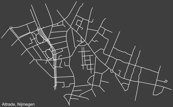 Подробная Негативная Навигация Белые Линии Городских Улиц Карта Altrade Neighborhood — стоковый вектор