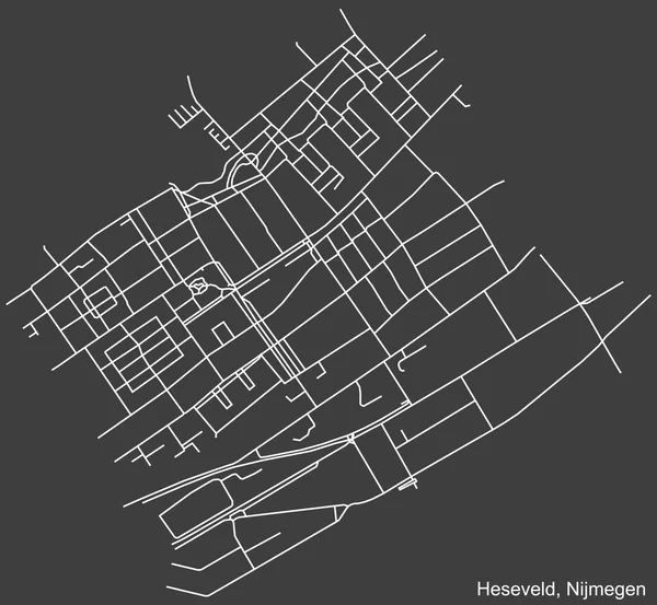 Подробная Негативная Навигация Белым Линиям Городских Улиц Карта Дорог Гесевельда — стоковый вектор