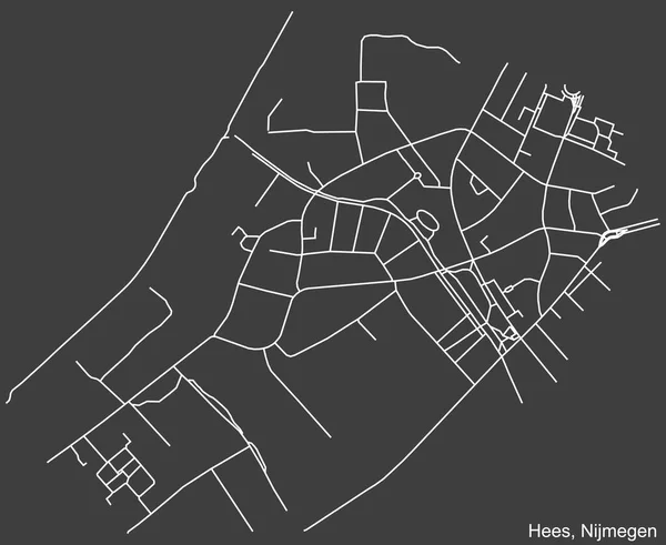 Navegación Negativa Detallada Líneas Blancas Calle Urbana Mapa Carreteras Del — Vector de stock