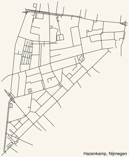 Navigation Détaillée Lignes Noires Rues Urbaines Carte Goffert Neighborhood Capitale — Image vectorielle