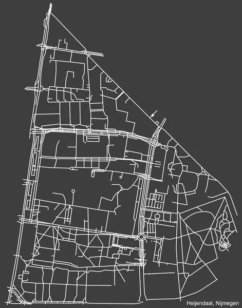 Szczegółowa Negatywna Nawigacja Białe Linie Ulice Miejskie Mapa Heijendaal Neighborhood — Wektor stockowy