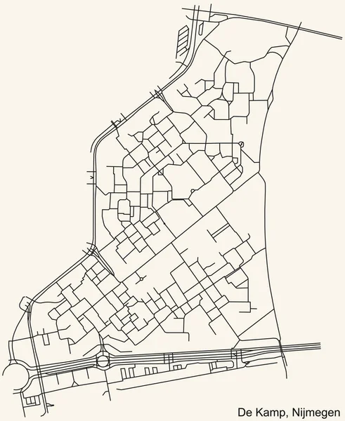 Подробная Навигация Черные Линии Городских Улиц Карта Камп Нейгборхуд Голландской — стоковый вектор