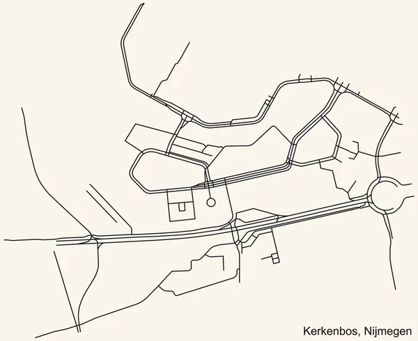 Detaillierte Navigation Schwarze Linien Stadtplan Der Kerkenbos Neighborhood Der Holländischen — Stockvektor
