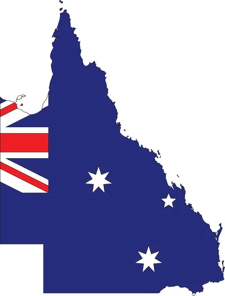 Карта Административного Флага Австралийского Штата Queensland Сочетании Официальным Флагом Australia — стоковый вектор