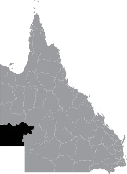 Černá Plochá Prázdná Zvýrazněná Mapa Umístění Shire Diamantina Area Uvnitř — Stockový vektor