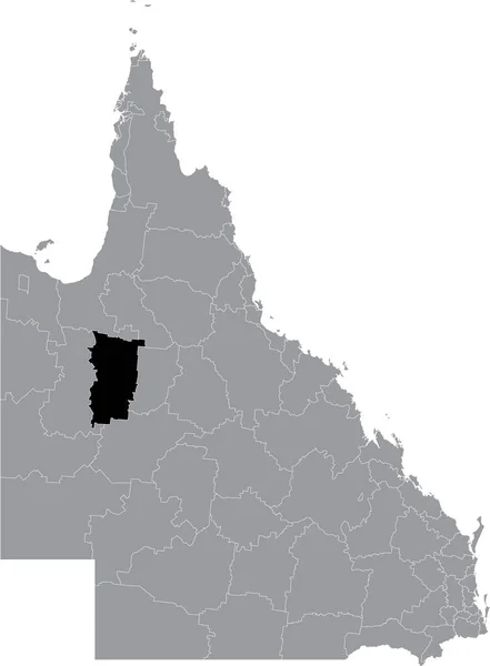 澳大利亚昆士兰州灰色行政地图内Mckinlay Area的Shire黑色平面突出显示空白位置图 — 图库矢量图片