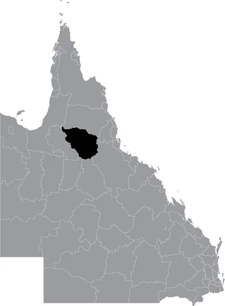 Avustralya Nın Queensland Eyaletinin Gri Idari Alanlarının Haritasında Etheridge Shire — Stok Vektör