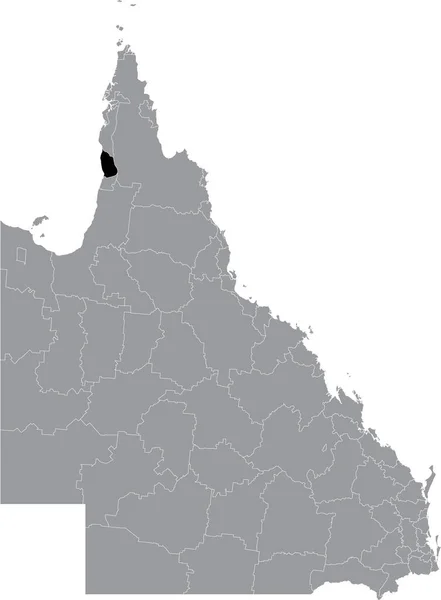 Black Flat Blank Highlighted Location Map Aboriginal Shire Pormpuraaw Area — Stock Vector
