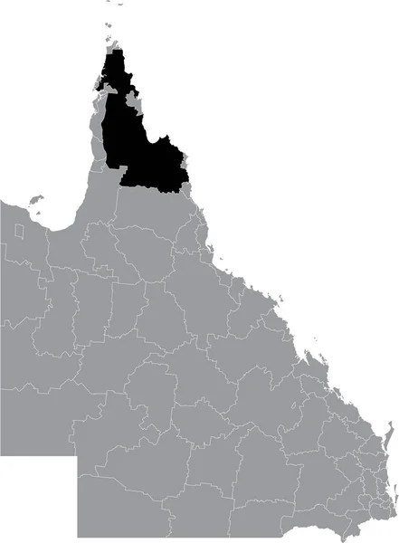 Mapa Ubicación Del Shire Cook Blanco Negro Dentro Mapa Administrativo — Vector de stock