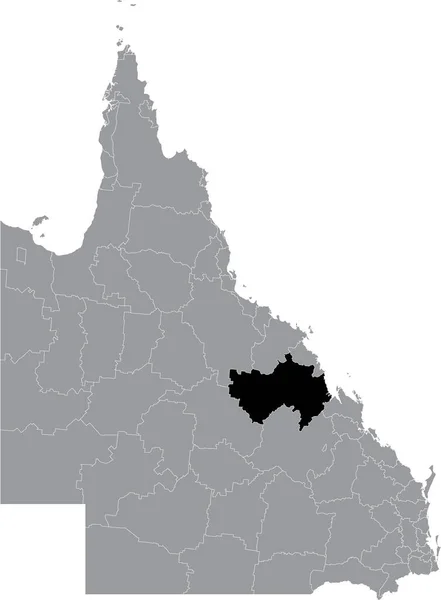 Avustralya Nın Queensland Eyaletinin Gri Yönetim Haritası Içinde Isaac Region — Stok Vektör