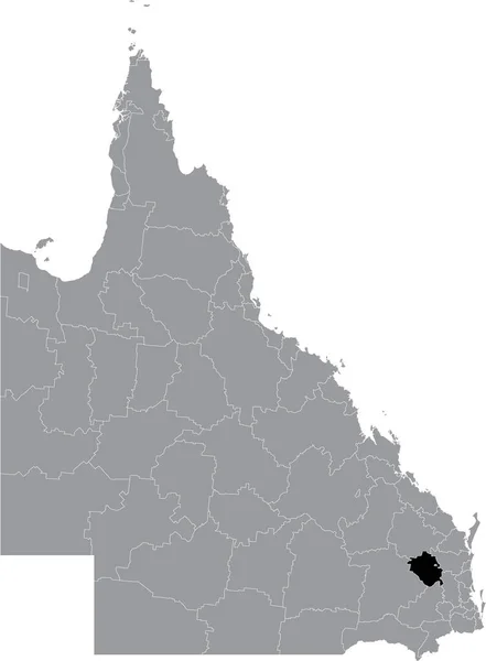 Preto Plano Branco Destaque Mapa Localização Área Região Burnett Sul —  Vetores de Stock