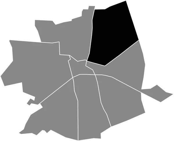 Schwarze Flache Blanko Hervorgehobene Lagekarte Des Noordoost District Innerhalb Der — Stockvektor